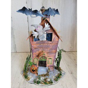 Vintage Halloween ghost metal tea light candle holder haunted house pumpkin uniq